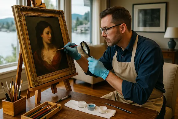 Professional art conservation in Kirkland home