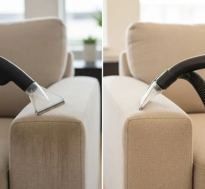 Comparison between DIY and professional upholstery cleaning results