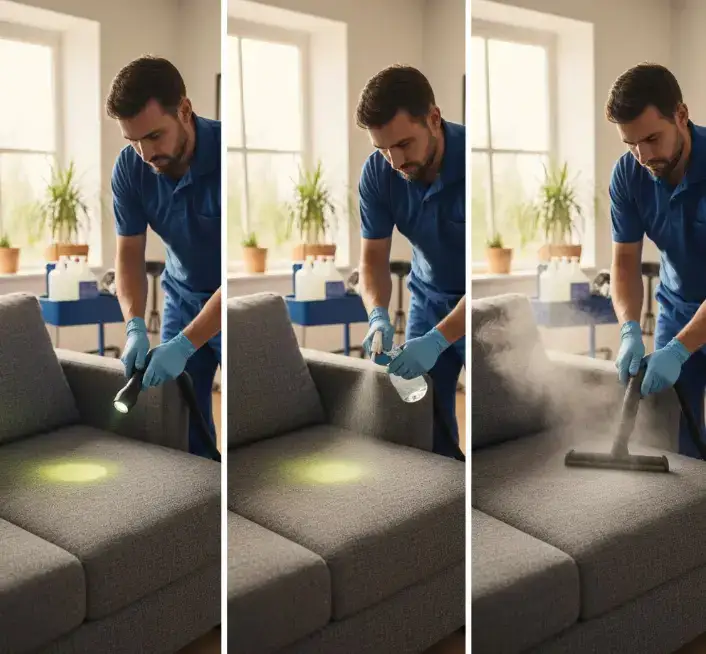 Professional dog odor removal process for upholstery