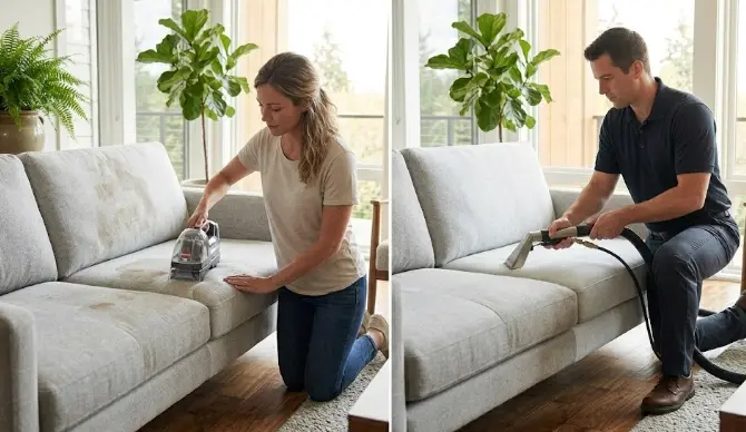 Comparison of DIY sofa maintenance versus professional deep cleaning results